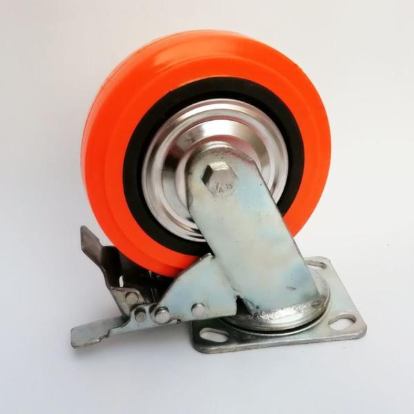 Factory Direct Heavy Duty Trolley Wheels PU Wheel Caster 4 5 6 8 Inch Polyurethane Orange Wheel Industrial Caster