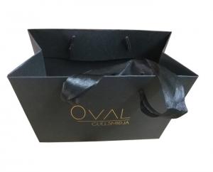 Cheap Custom Small Black Paper Bags Online Jewellery Packaging With Gold Foil Logo wholesale