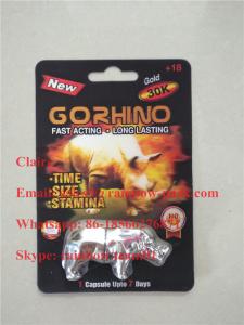 Cheap New Design gold silver go Rhino 30k pills 3D Card With rhino toy, Male Energy Enhancer packaging rhino shape container wholesale