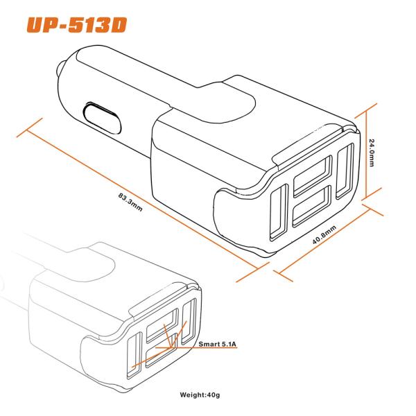 QC3.0 fast charge car charger 3USB4.8A dual line multi-port car charger car phone charger