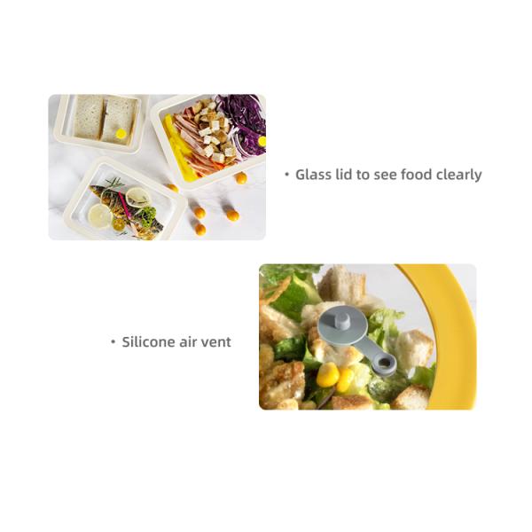 Oven Safe Dishwasher Safe Freezer Safe Glass Food Storage Container with Silicone Framed Glass Lid