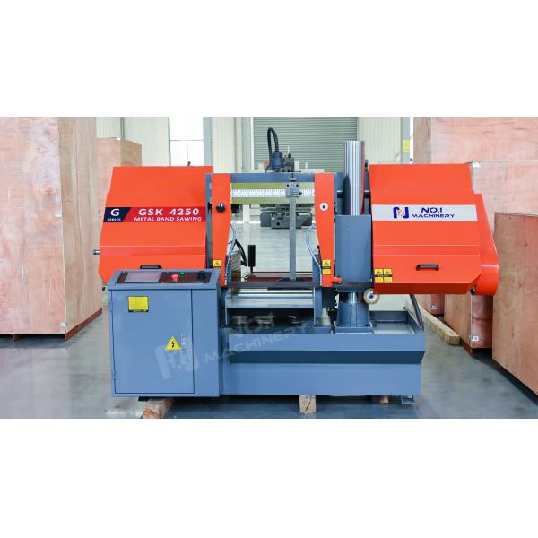 Horizontal Industrial Band Saw GSK4250 PLC Control Automatic Metal Cutting Machine