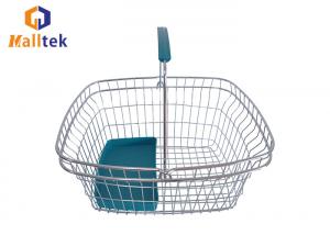 China Cosmetics Shop Wire Metal Grocery Shopping Basket With Plastic Tray on sale