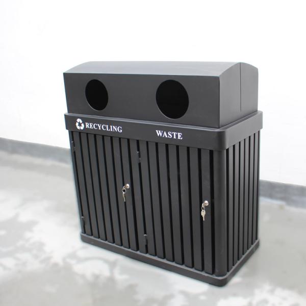 Surface Mounted 120L Garbage Bin , Metal Trash Can With Two Galvanized Plate Liners