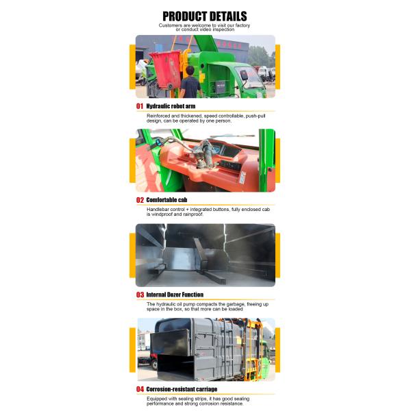 Mini Tricycle Garbage Truck 3CBM Garbage Compression Truck Garbage Collection Truck for Sale