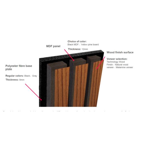 Contemporary Style Black Grey Acoustic Slat Wood Panels PET Felt Backing