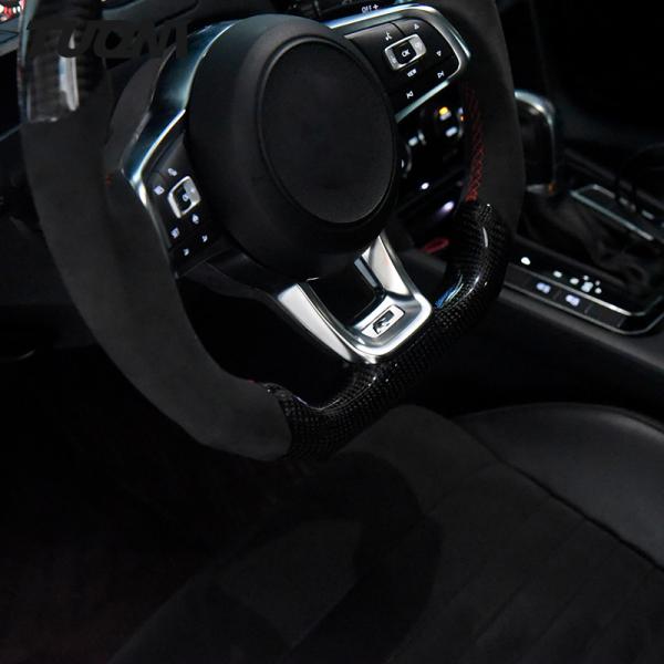 350mm Volkswagen Steering Wheel Carbon Fiber Black PU Leather