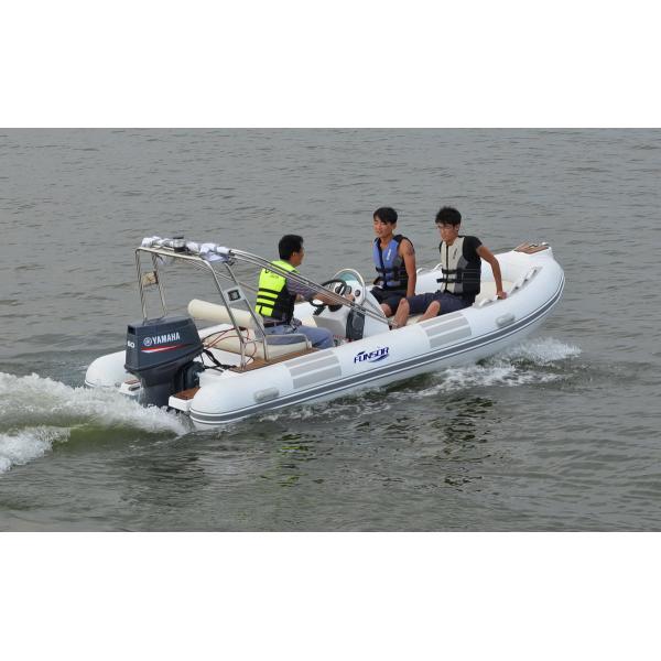 Hand Made FRP Inflatable RIB Boats , Deep - V Fiberglass Hull Inflatable Fishing Dinghy