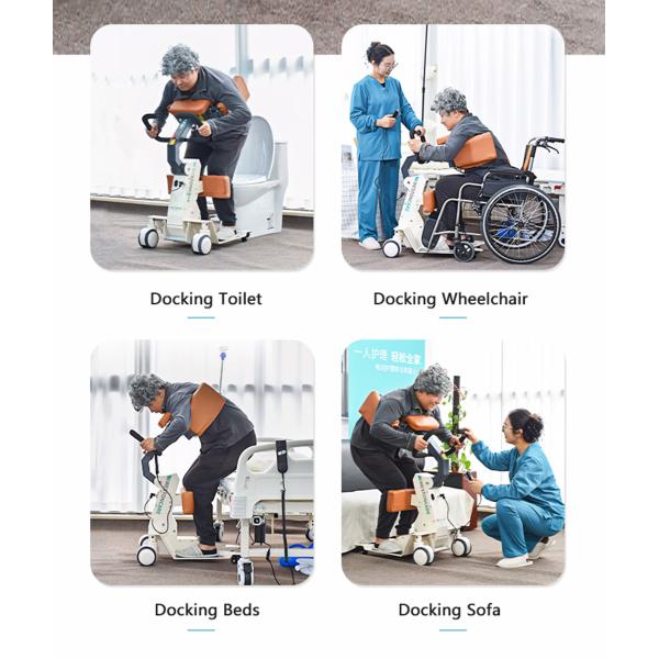 Electric Standing Lift Wheelchair for Rehabilitation Brown Leather