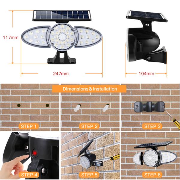 Waterproof Solar Wall Lights Pure White LiFePO4 Battery Solar Outdoor Pathway Lights