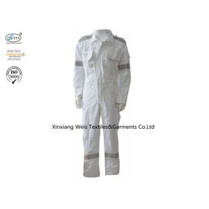 Cheap Pure White Silver Reflective Tapes 260gsm FR Cotton Coveralls wholesale