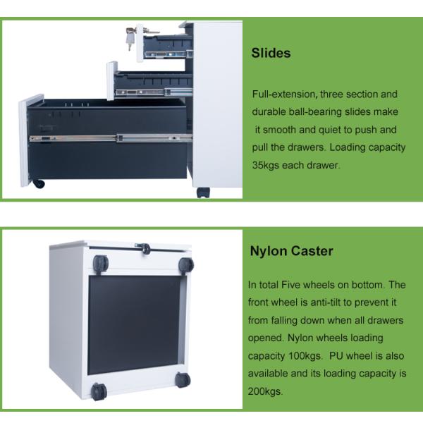 3 Drawer 34kgs 500mm Depth Tambour Storage Cabinet