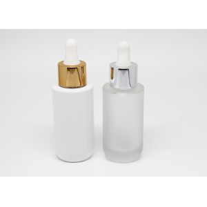 China Custom White Frosted 30ml Essential Oil Bottles With Gold Silver Plastic Dropper Cap on sale
