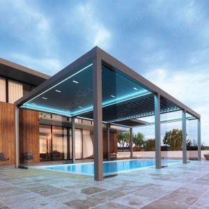 Luxury Patio Automatic Smart Cover Louver Roof System Waterproof Garden