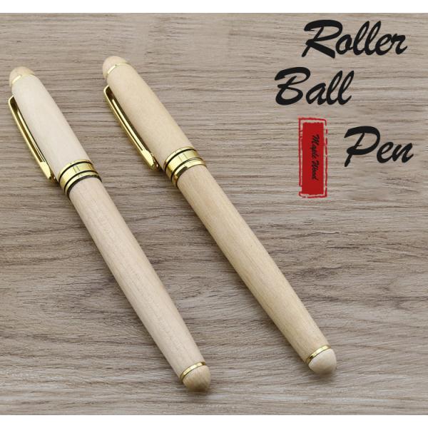 Retro Maple Wood Signature Pen 0.5mm Metal Clip Business Roller Ball Pen
