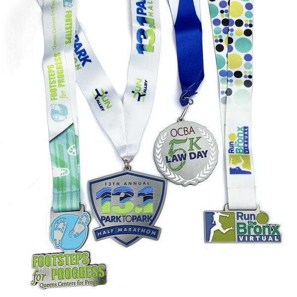 Design your own sport marathon running finisher Zinc alloy medal with lanyard