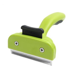 Cheap Green Dog Deshedding Tool Sustainable Self Cleaning Cat Brush wholesale