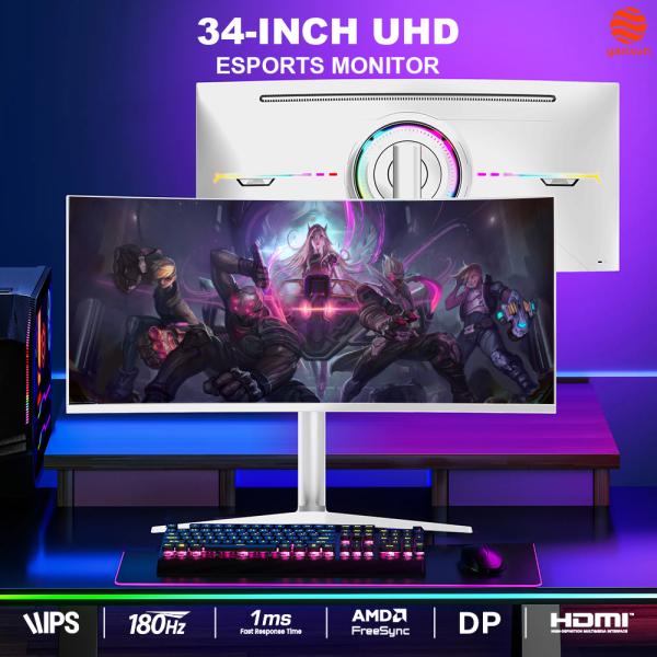 144Hz 165Hz 180Hz 34 Inch Curved Gaming Monitor 1440p RGB LED Computer Monitor Ultrawide