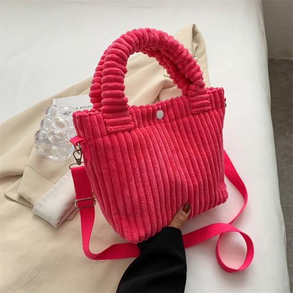 Factory Price Corduroy Women's Bag New Handbags Niche Versatile Bucket Shoulder Bags Female Nylon Button Crossbody Bags