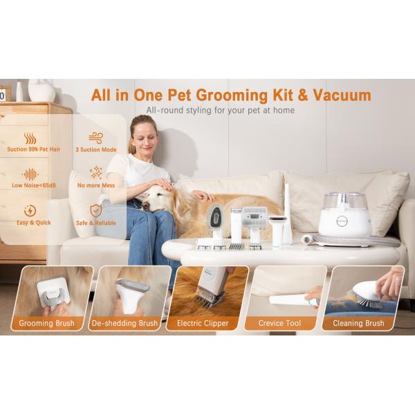 Low Noise Pet Dog Grooming Kit with Vacuum Tools and Dog Brush Set N.W/G.W. 2.5kg/5kg