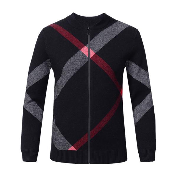 Quality Slim Fit Mens Warm Winter Sweaters Zip Front , Mens Knitted Cardigan Jacket for sale