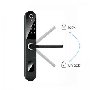 China Aluminum Sliding Door Smart Lock European Standard 5 In 1 Keyless Fingerprint Door Lock on sale