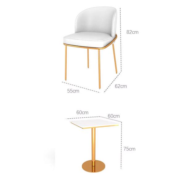 Coffee Marble Table And Chairs Velvet High Density Foam Restaurant Furniture