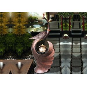 China 103cm Peacock Lighted Animal Outdoor Water Fountains on sale