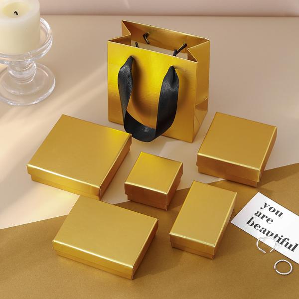 Wholesale Customizable Gold Jewelry Packaging Box Light Luxury Special Paper Top And Bottom Cover Ring Pull-Out Hard Box Jewelry Storage Drawer Box