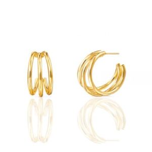 Cheap Triple 18K Gold Plated Fashion Large Stainless Steel Hoop Earrings wholesale