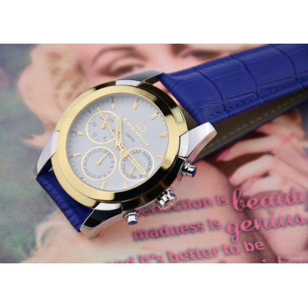 Fashion Men'S Waterproof Wrist Watch 316L Stainless Steel With Leather Strap