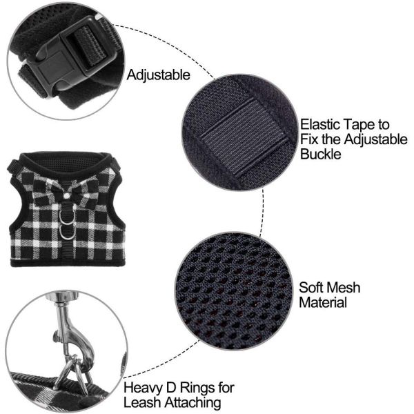 Cute British Style Soft Fabric Cat Harness Collar