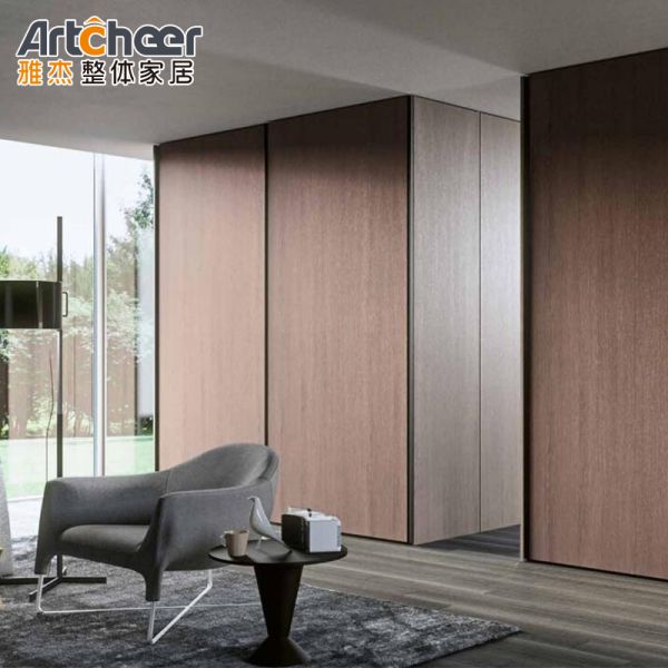 NO Folded Modern Sensor Slide Wooden Door Sliding Glass Wardrobe For Bedroom Furniture