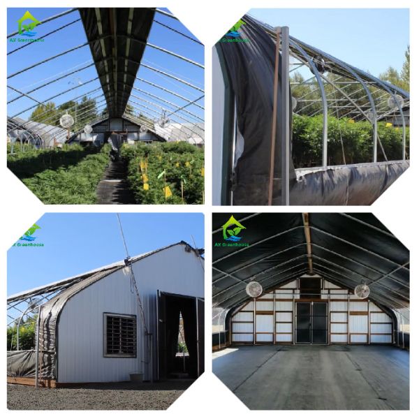 OEM External Light Deprivation Greenhouse 32m-50m Length Blackout System Greenhouse for growing Mariguana