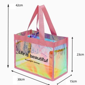 Holographic Makeup Bag Holographic Iridescent Cosmetic Bags With Zipper Travel