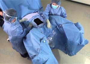 Cheap Blue Surgical Laparoscopy Drape , Sterile Disposable Patient Drapes With ETO wholesale