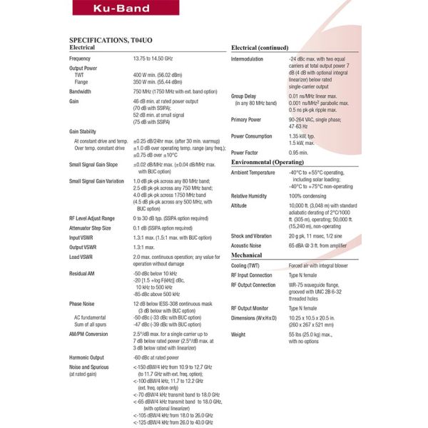 400W Outdoor TWT Amplifier for Satellite Communications
