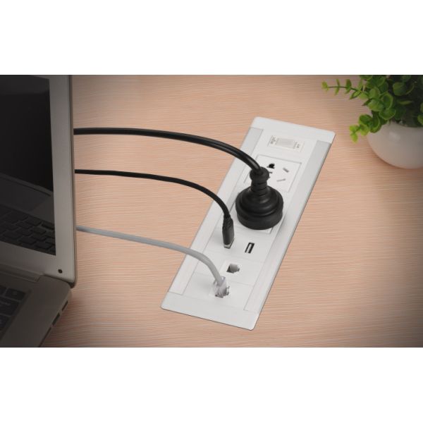 Horizontal Desk Mount Power Strip Three Ways Mounting Tabletop EU Power
