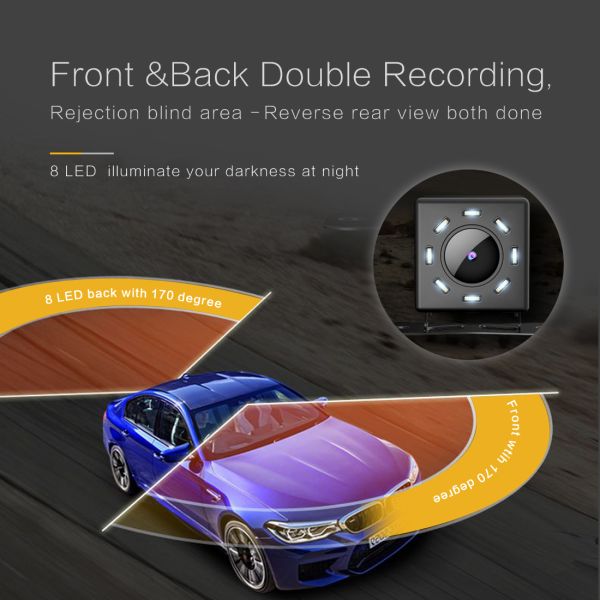 Private Mould dual 1080p dash cam with Front + Rear Record, mobile phone app