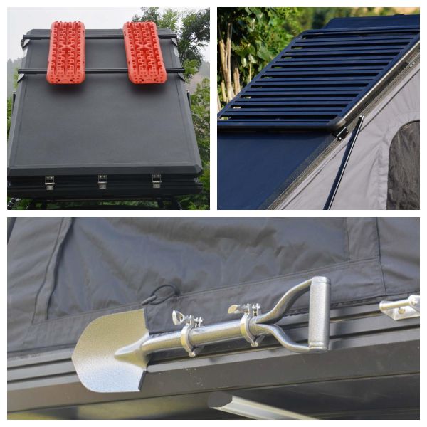 2022 Hot Style Gel Coated Aluminum Alloy Shell Car Roof Top Tent 210*143*163cm for Camping