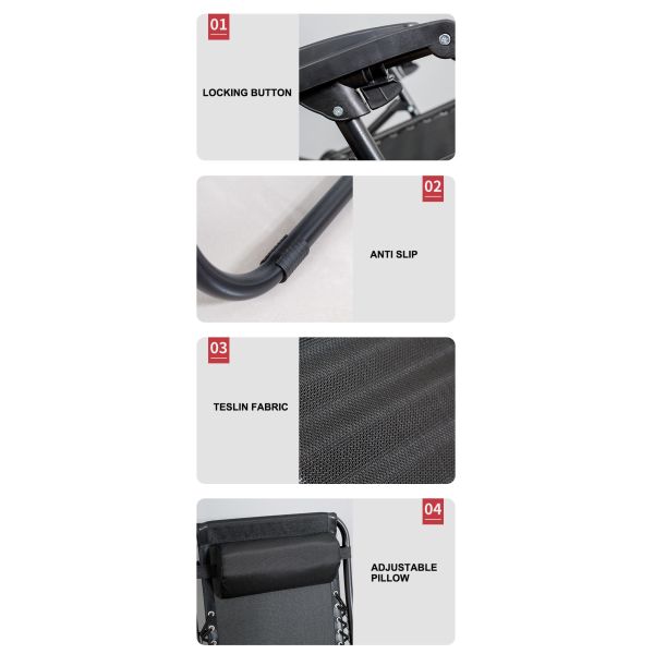 Outdoor Table Heavy Duty Folding Recliner Zero Gravity Chair for Sleeping on the Beach