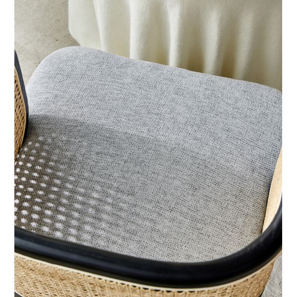 Hotel Restaurant Upholstered Wooden Chair Rattan Back 55*53*77