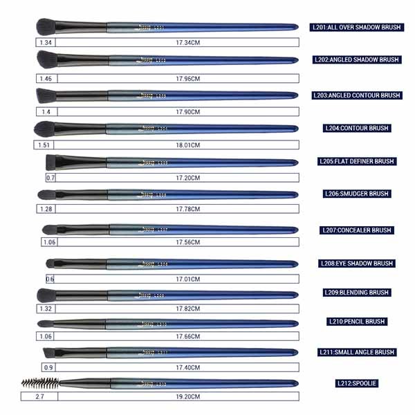 portable No fading Blue Handle Makeup Brushes Faux Squirrel Hair