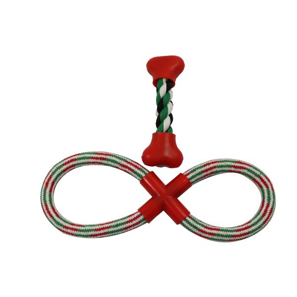 Chew Durable Pet Toys Promotion Gift 8 Shaped Plastic Cotton String Cross Cat Dog 26cm