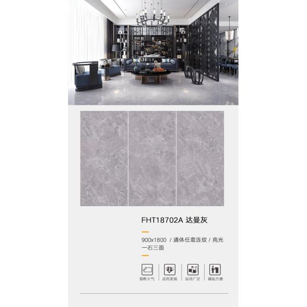Commercial Glazed Porcelain Gey Tile PEI Rating 4 Water Absorption Resistance
