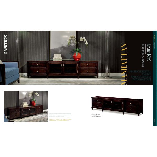 Light luxury wood furniture of dining room set by Long table with Upholstered dining chairs