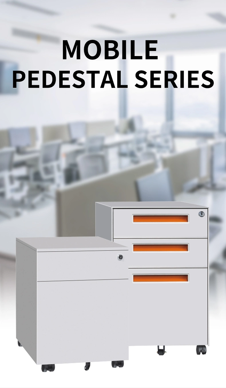Steel 3 Drawer Storage Office Mobile Pedestal For A4 File