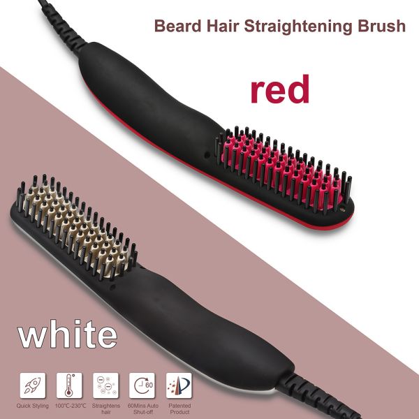 Quality ROHS Ceramic Coated Teeth 2-In-1 Beard Straightener Brush for sale