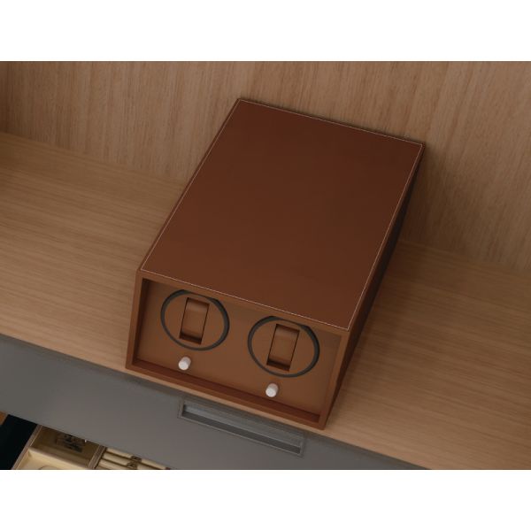 Woodgrain MDF Base Dual Watch Winder Electric Watch Winder Box Bidirectional Rotation