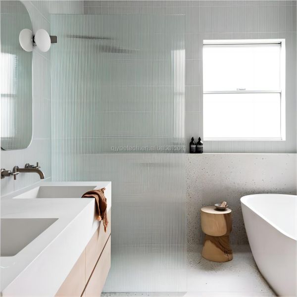 Customized Color Frosted Glass Door Fluted Moru Tempered Glass for Interior Home Decoration